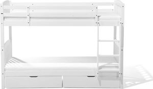 Beliani Łóżko piętrowe z szufladami drewniane 90 x 200 cm białe REVIN 3