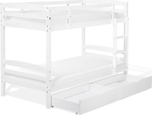 Beliani Łóżko piętrowe z szufladami drewniane 90 x 200 cm białe REGAT 2