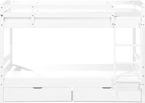 Beliani Łóżko piętrowe z szufladami drewniane 90 x 200 cm białe REGAT 3