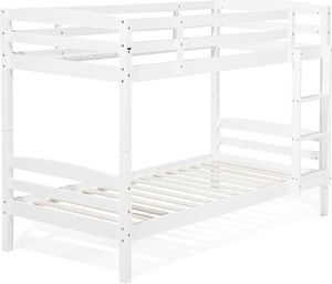 Beliani Łóżko piętrowe z szufladami drewniane 90 x 200 cm białe REGAT 6