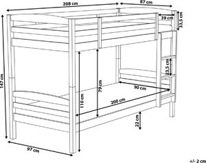 Beliani Łóżko piętrowe drewniane 90 x 200 cm białe REGAT 9
