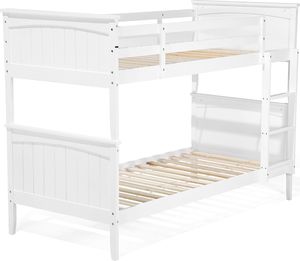 Beliani Łóżko piętrowe drewniane 90 x 200 cm białe RADON 2