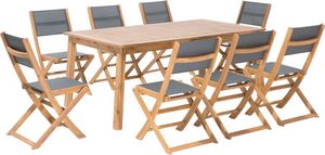 Beliani Zestaw ogrodowy drewniany stół i 8 krzeseł szary CESANA 1