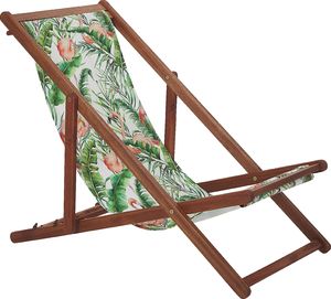 Beliani Zestaw 2 leżaków ogrodowych ciemne drewno akacjowe wzór we flamingi ANZIO 2