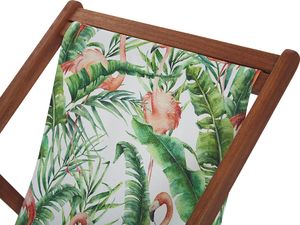 Beliani Zestaw 2 leżaków ogrodowych ciemne drewno akacjowe wzór we flamingi ANZIO 3