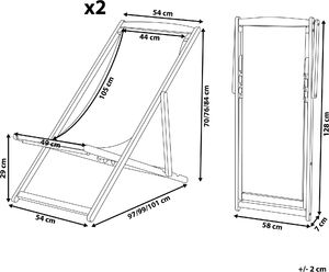 Beliani Zestaw 2 leżaków ogrodowych ciemne drewno akacjowe wzór we flamingi ANZIO 7
