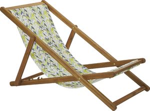 Beliani Zestaw 2 leżaków ogrodowych jasne drewno akacjowe żółto-szary ANZIO 2