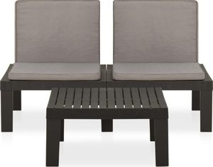 vidaXL Zestaw wypoczynkowy do ogrodu poduszki plastik szary 3