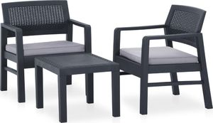 vidaXL Zestaw wypoczynkowy do ogrodu poduszki plastik szary 2