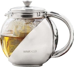NAVA Dzbanek imbryk z sitkiem do zaparzania ZAPARZACZ szklany do herbaty ziół 0,75L 1