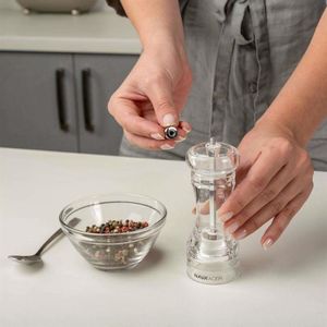 Młynek do przypraw NAVA Młynek AKRYLOWY PRZEZROCZYSTY do mielenia przypraw pieprzu soli 14 cm 3