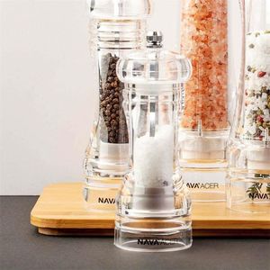 Młynek do przypraw NAVA Młynek AKRYLOWY PRZEZROCZYSTY do mielenia przypraw pieprzu soli 14 cm 6