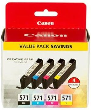 Tusz Canon CLI-571 zestaw tuszy (cyan/magenta/yellow/black) z zabezpieczeniem 0386C004 1