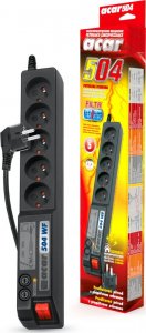 Listwa zasilająca Acar 504WF przeciwprzepięciowa 5 gniazd 5 m czarna (W0075) 3