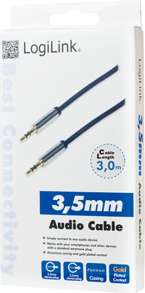 Kabel LogiLink Jack 3.5mm - Jack 3.5mm 3m niebieski (CA10300) 3