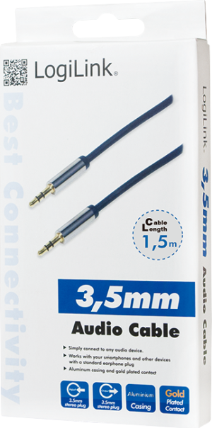 Kabel LogiLink Jack 3.5mm - Jack 3.5mm 1.5m niebieski (CA10150) 3