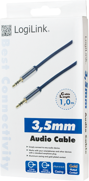 Kabel LogiLink Jack 3.5mm - Jack 3.5mm 1m niebieski (CA10100) 3