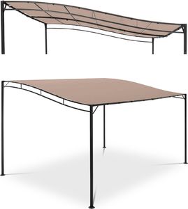 Uniprodo Zadaszenie ogrodowe altana wolnostojąca 4 x 3 x 2.5 m beżowa Zadaszenie ogrodowe altana wolnostojąca 4 x 3 x 2.5 m beżowa 1