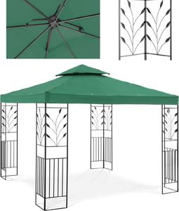 Uniprodo Pawilon ogrodowy altana z ornamentem składana 3 x 3 x 2.6 m zielony Pawilon ogrodowy altana z ornamentem składana 3 x 3 x 2.6 m zielony 1