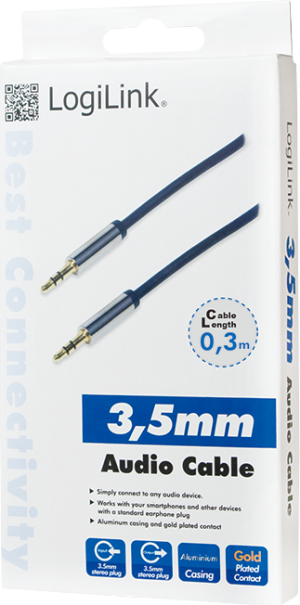 Kabel LogiLink Jack 3.5mm - Jack 3.5mm 0.3m niebieski (CA10030) 3
