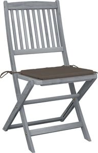 vidaXL Składane krzesła ogrodowe, 4 szt., poduszki, drewno akacjowe 2