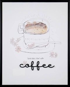 Affek Design Obraz Filiżanka Coffee w ramie 3D 40x50x2,5 cm 1