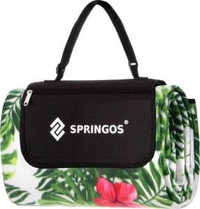 Springos Koc plażowy piknikowy 200x200 cm mata egzotyczne rośliny 1
