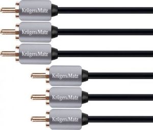 Kabel Kruger&Matz RCA (Cinch) x3 - RCA (Cinch) x3 1.8m szary (KM0307) 1