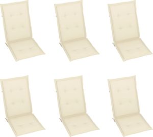 vidaXL Poduszki na krzesła ogrodowe, 6 szt., kremowe, 120x50x4 cm (314106) 1