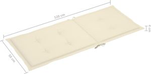vidaXL Poduszki na krzesła ogrodowe, 6 szt., kremowe, 120x50x4 cm (314106) 6