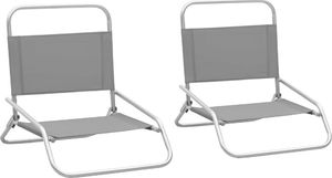 vidaXL Składane krzesła plażowe 2 szt. szare obite tkaniną 1