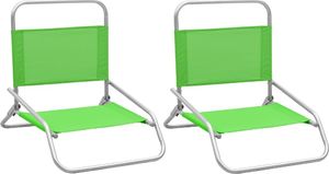 vidaXL Składane krzesła plażowe 2 szt. jasno-zielone obite tkaniną 1