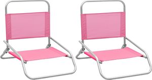 vidaXL Składane krzesła plażowe 2 szt. różowe obite tkaniną 1