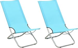 vidaXL Składane krzesła plażowe, 2 szt., turkusowe, obite tkaniną 1