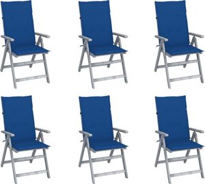 vidaXL Rozkładane krzesła ogrodowe z poduszkami, 6 szt., lita akacja 1