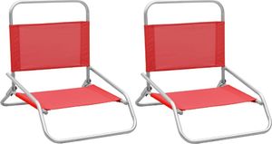 vidaXL Składane krzesła plażowe 2 szt. czerwone obite tkaniną 1
