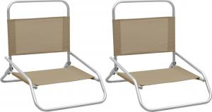 vidaXL Składane krzesła plażowe 2 szt. kolor taupe obite tkaniną 1