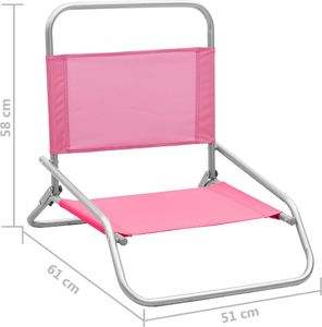 vidaXL Składane krzesła plażowe 2 szt. różowe obite tkaniną 8