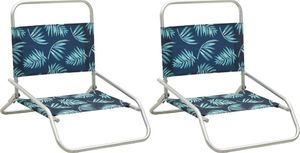 vidaXL Składane krzesła plażowe 2 szt. wzór w liście obite tkaniną 1