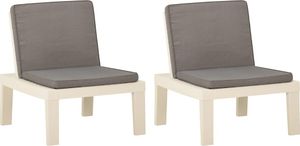 vidaXL Krzesła ogrodowe z poduszkami, 2 szt., plastik, białe 2