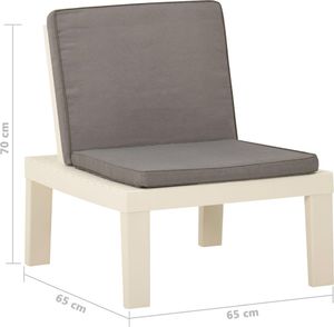 vidaXL Krzesła ogrodowe z poduszkami, 2 szt., plastik, białe 8