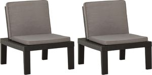 vidaXL Krzesła ogrodowe z poduszkami, 2 szt., plastik, szare 2