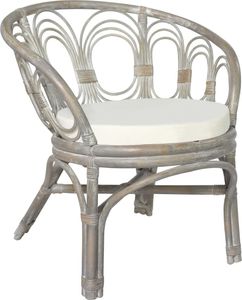 vidaXL Krzesło stołowe z poduszką, szary naturalny rattan i len 1