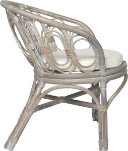 vidaXL Krzesło stołowe z poduszką, szary naturalny rattan i len 3