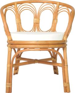 vidaXL Krzesło stołowe z poduszką, jasnobrązowy naturalny rattan i len 2