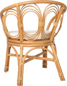 vidaXL Krzesło stołowe z poduszką, jasnobrązowy naturalny rattan i len 4
