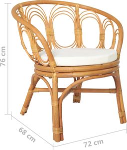 vidaXL Krzesło stołowe z poduszką, jasnobrązowy naturalny rattan i len 6