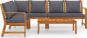 vidaXL 5-cz. zestaw wypoczynkowy do ogrodu, poduszki, drewno akacjowe (3057780) 2