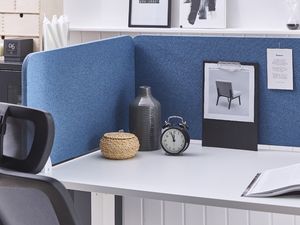 Beliani Przegroda na biurko 180 x 40 cm niebieska WALLY 3