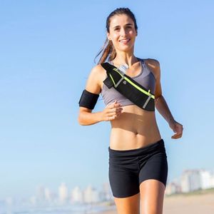 Hurtel Pas do biegania odblaskowa saszetka nerka na etui na telefon klucze dokumenty z wyjściem na słuchawki 4-komorowa czarny 14